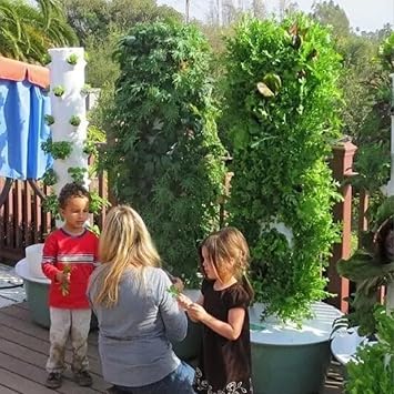 Vertical Hydroponic Grow Tower Aeroponic Tower for Fruits and Vegetables 9Layer 36Pots Planter with Water Tank and Pump