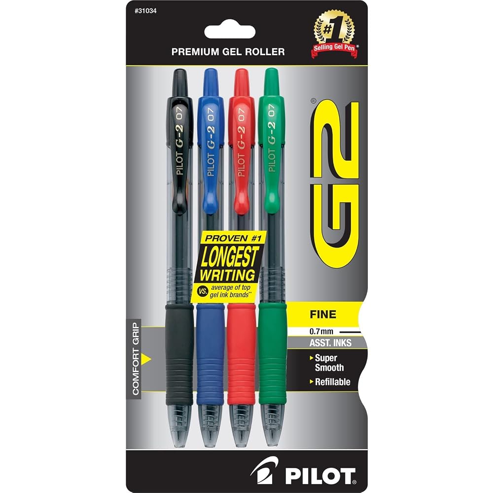 PILOT G2 Premium Gel Pens, Bold Point 1.0mm, Assorted Classic Inks, 4-Pack