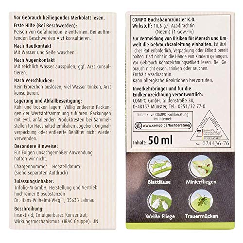 Compo Buchsbaumzünsler K.O., Bekämpfung von Schädlingen an Buchsbäumen, 50 ml - 3