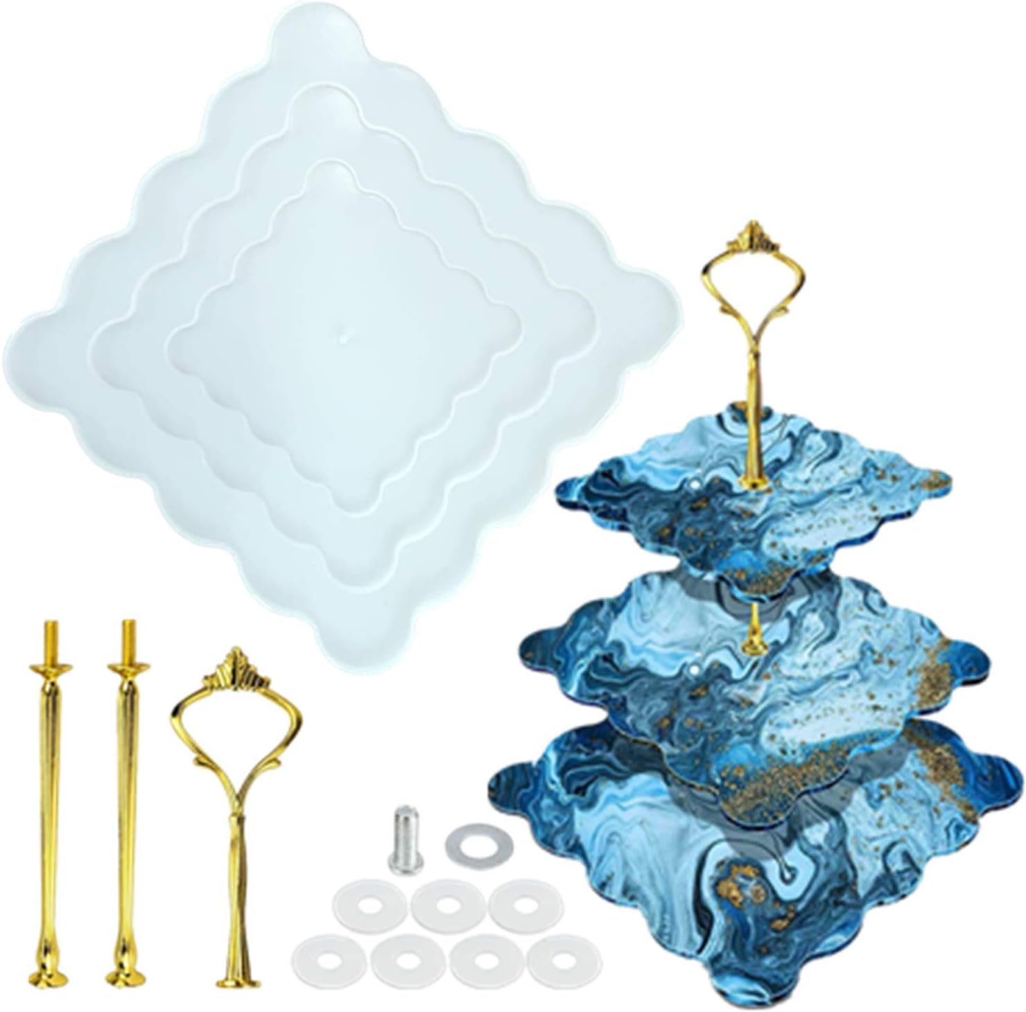 WOWOSS Tier Cake Stand Resin Mold Square Angola Ubuy