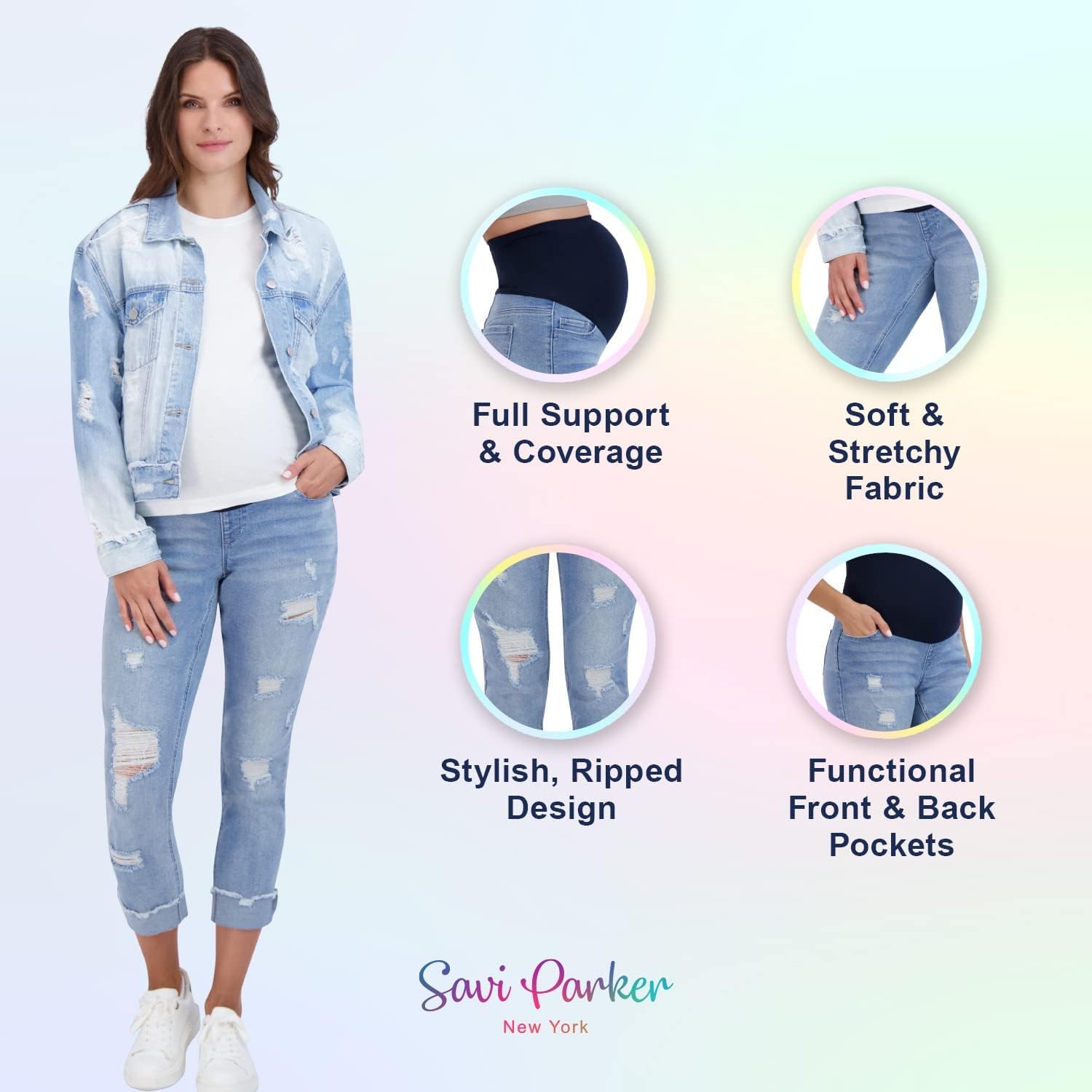 Savi Parker Women’s Maternity Jeans Over The Belly - Pregnancy Clothes for All Seasons, Maternity Pants image 5