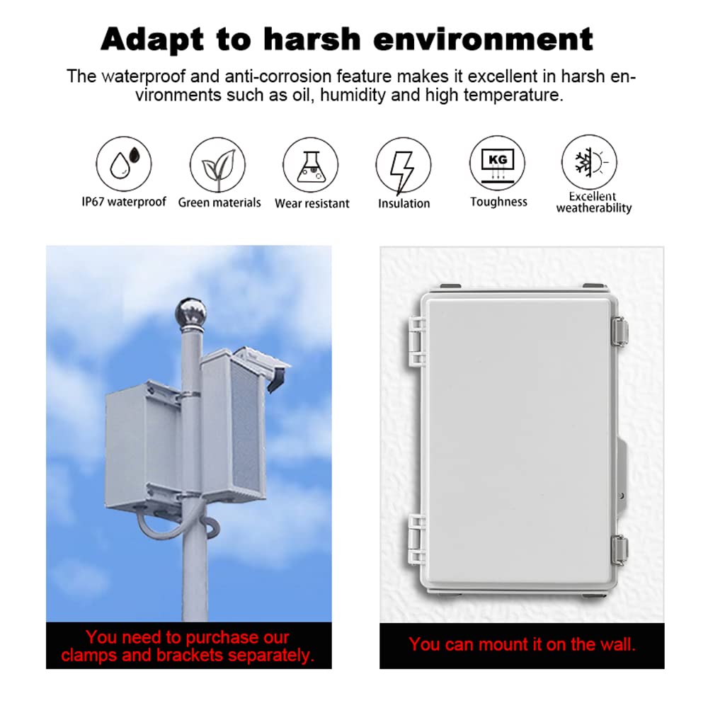 Waterproof Electrical Enclosure Box IP67 Outdoor Junction Box Plastic ABS and Transparent lid of Project Box (Off-White,11.8"×7.9"×5")