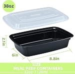 15 Pack 38 oz Plastic Meal Prep Containers with Lids, Leakproof Rectangular Food Storage Container Box for Restaurant, Kitchen, Takeout Food Service Disposables (Box - 38oz)