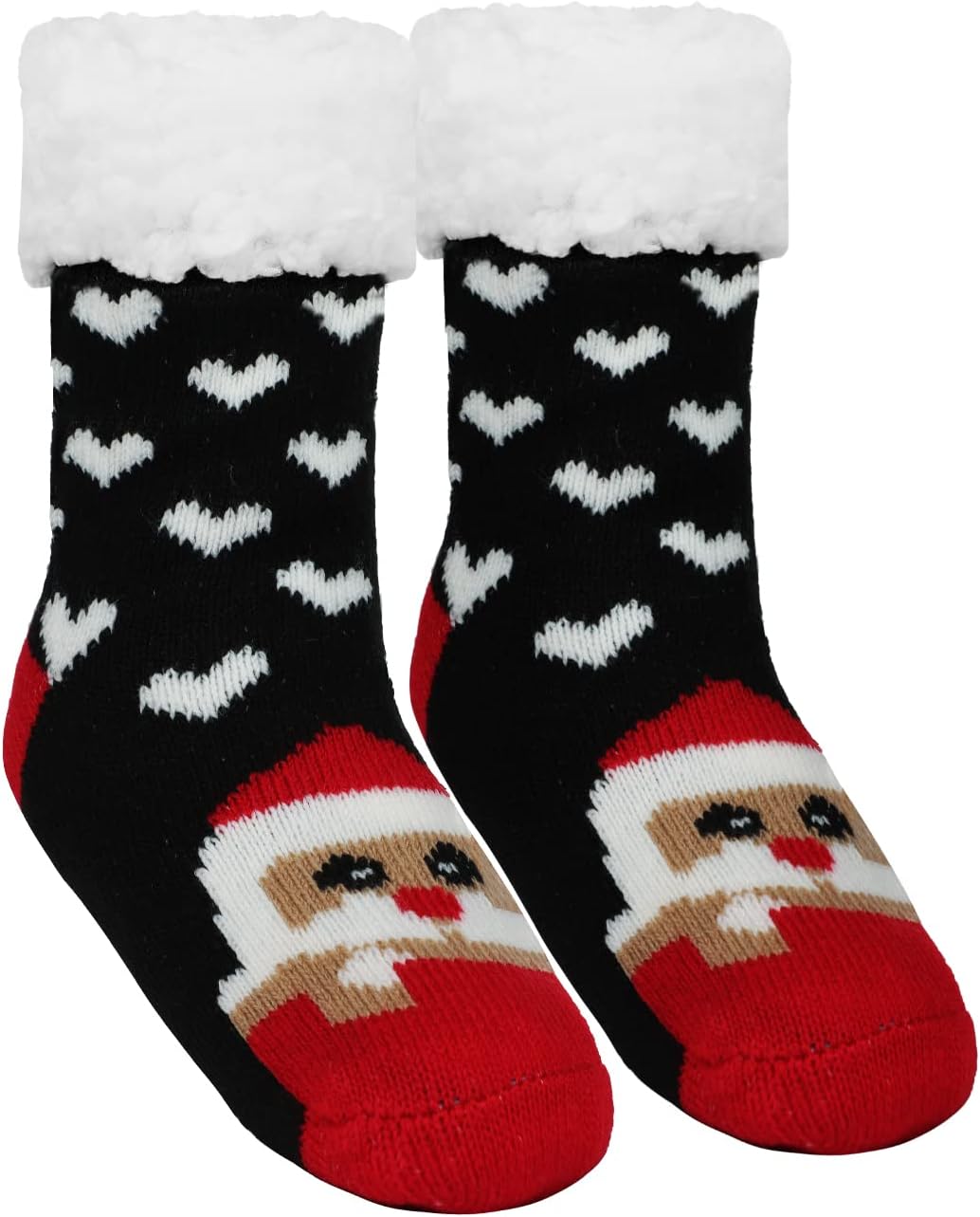 SIQITECHNO Unisex Kids Winter Christmas Fuzzy Socks Thick Cozy Thermal Grip Sherpa Lining Slipper Socks