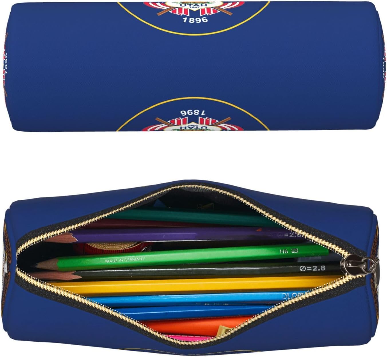 Utah Flag Leather Zippered Fountain Ballpoint Rollerball Pens and Pencils Case Holder Pouch Grain Soft image 3