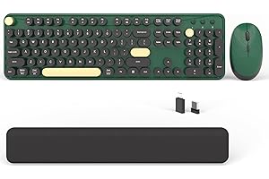 Wireless Retro Typewriter Keyboard: COVEVA Colorful Keyboard and Mouse Combo