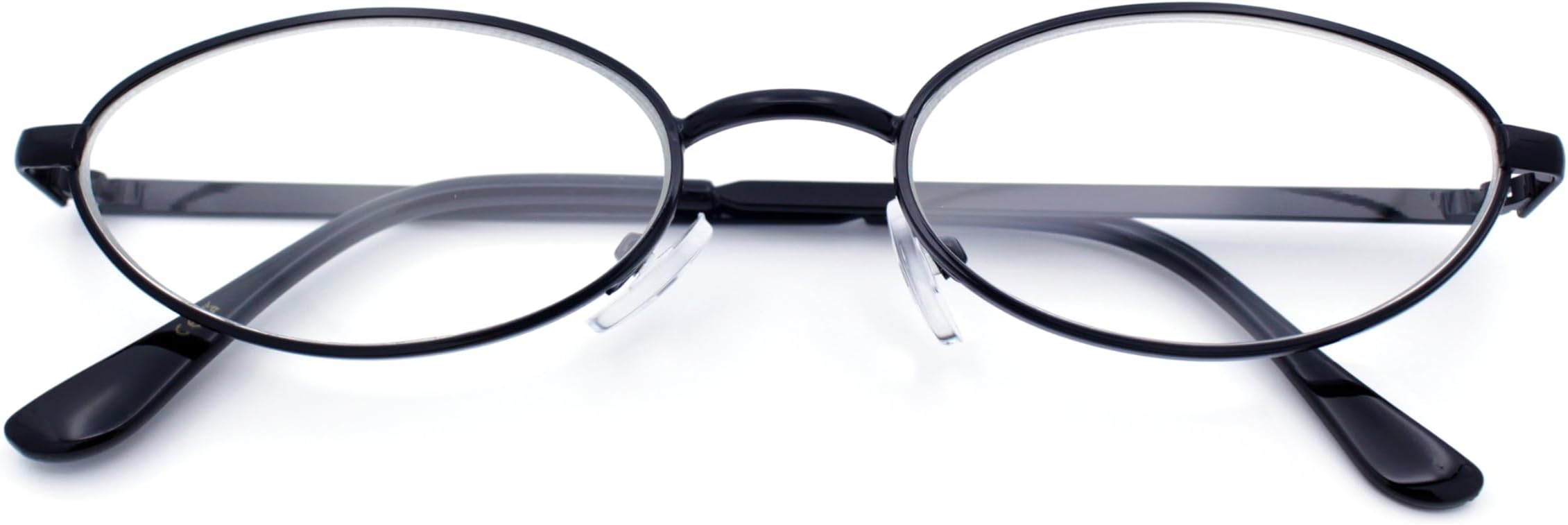 SA106 メンズ エクストラオーバルメタルアナルラウンドレトロヴィンテージクリアレンズメガネの範囲を絞ります 5 1/2"（140ミリメートル）×1 3/16"（30ミリメートル） ブラック