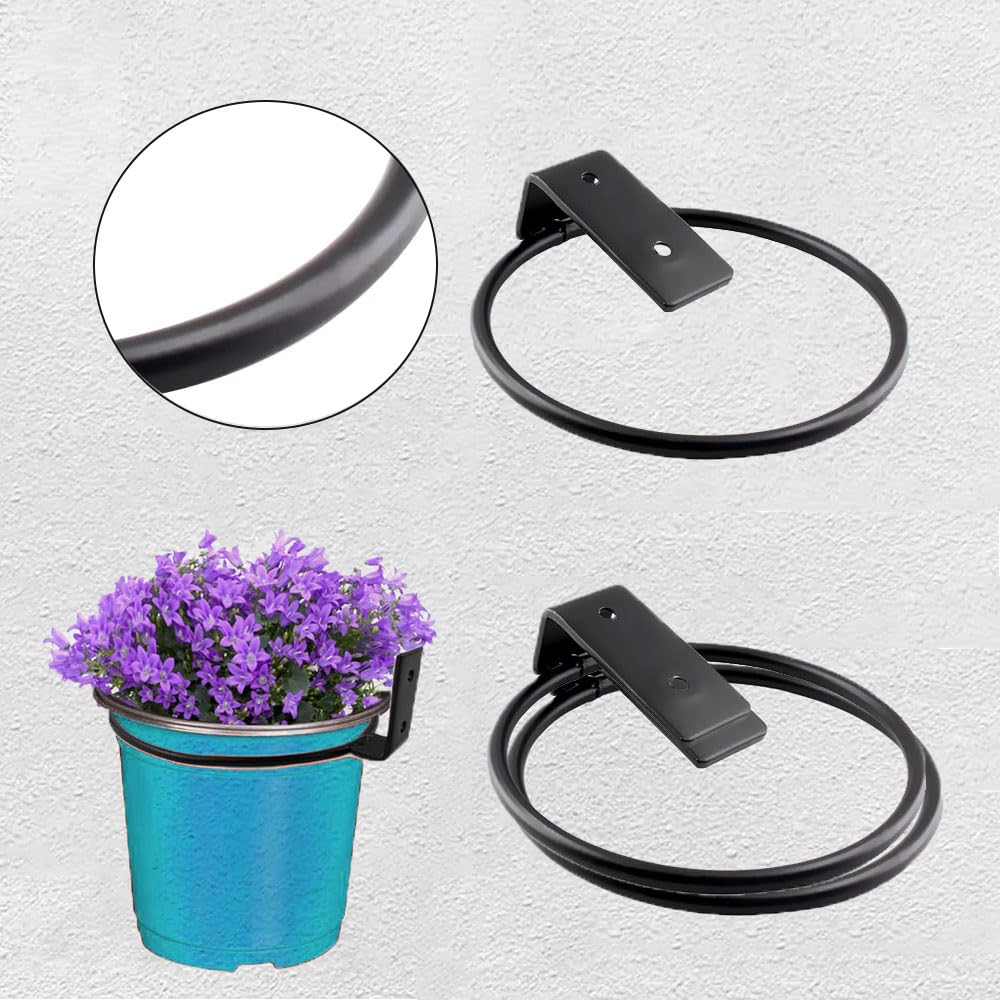 6 soportes de pared para macetas, soporte plegable para jardín, balcón y exterior, negro (4 pulgadas)