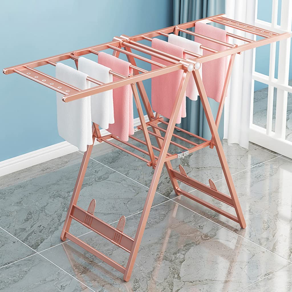 MOBYGKFY Aluminum Alloy Clothes Drying Hanger Floor Folding Clothes Rack Indoor Balcony Home Clothes Drying Quilt Hanger