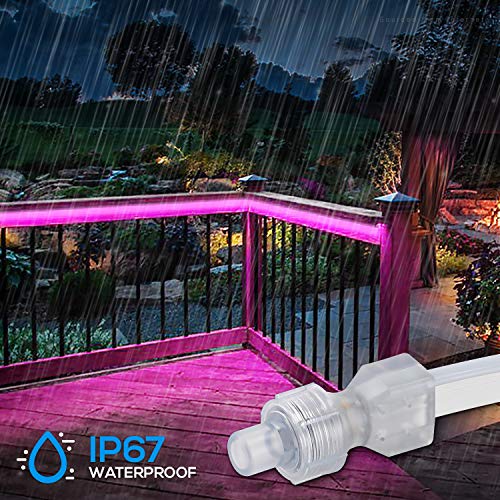 Torchstar 50Ft Led Neon Rope Lights Outdoor, Ip67 Waterproof, 120V Neon Light Strip Linkable, Ul Plug, Etl Listed Connectable Neon Lighting For Party Birthday Halloween,150Ft Max, Pink Light #TOP1