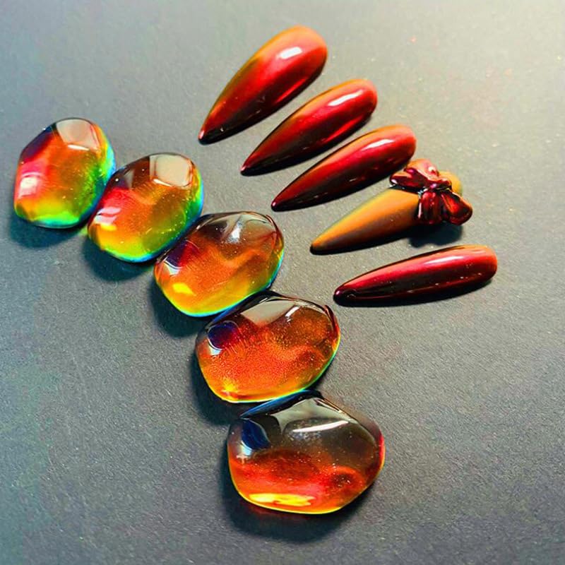 Miniatura 6 de 2 cajas de polvo de uñas de cromo rojo, efecto espejo degradado rojo y negro, pigmento mágico de polvo de uñas nacarado aurora, arte de uñas de alto