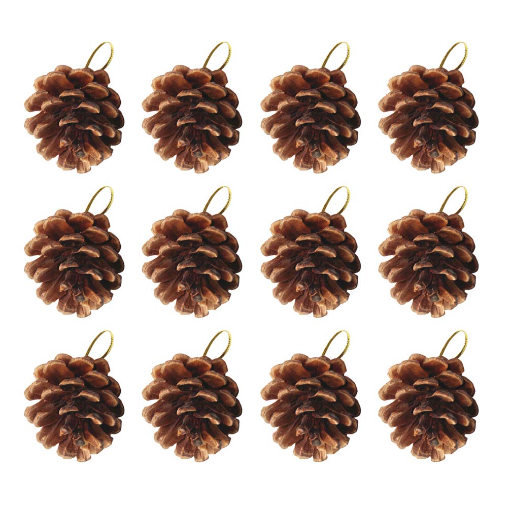 VOSAREA 12 Pcs Christmas Pine Cones Ornament Pine Cones With String Pendant Crafts for Christmas Hanging Decoration