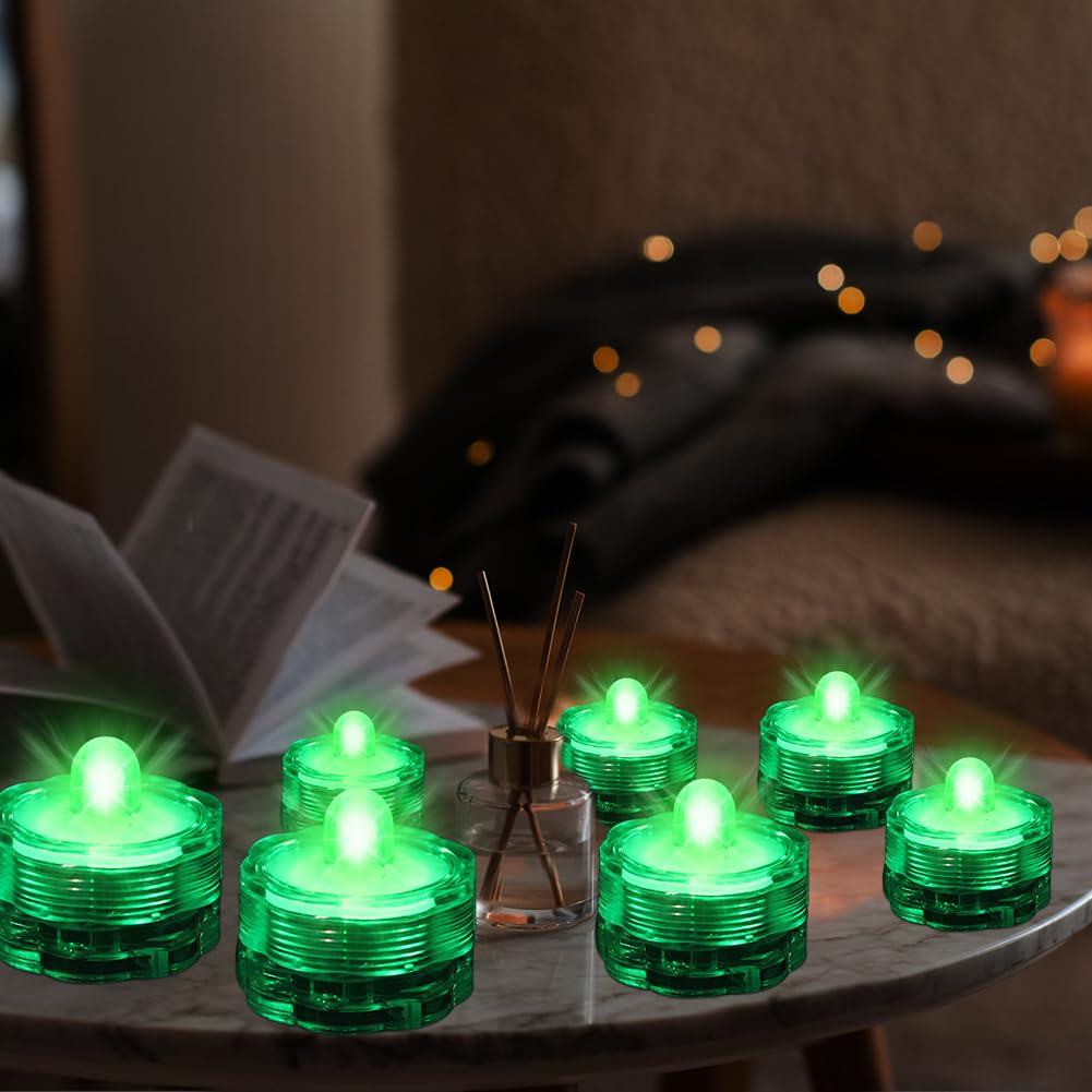Editbar Candele a LED senza fiamma, 12 pezzi, mini luce subacquea con batteria, impermeabile, per laghetti, piscine, feste, matrimoni, giardini, luce gialla