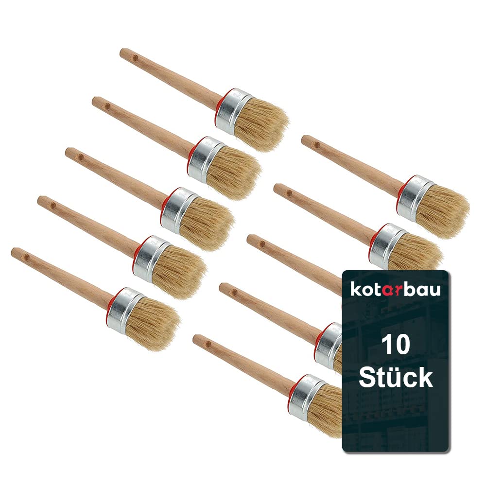 KOTARBAU® 10er Set Rundpinsel 50 mm Ringpinsel Lasurpinsel Lackierpinsel Malerpinsel Holzpinsel für Renovierungsarbeiten