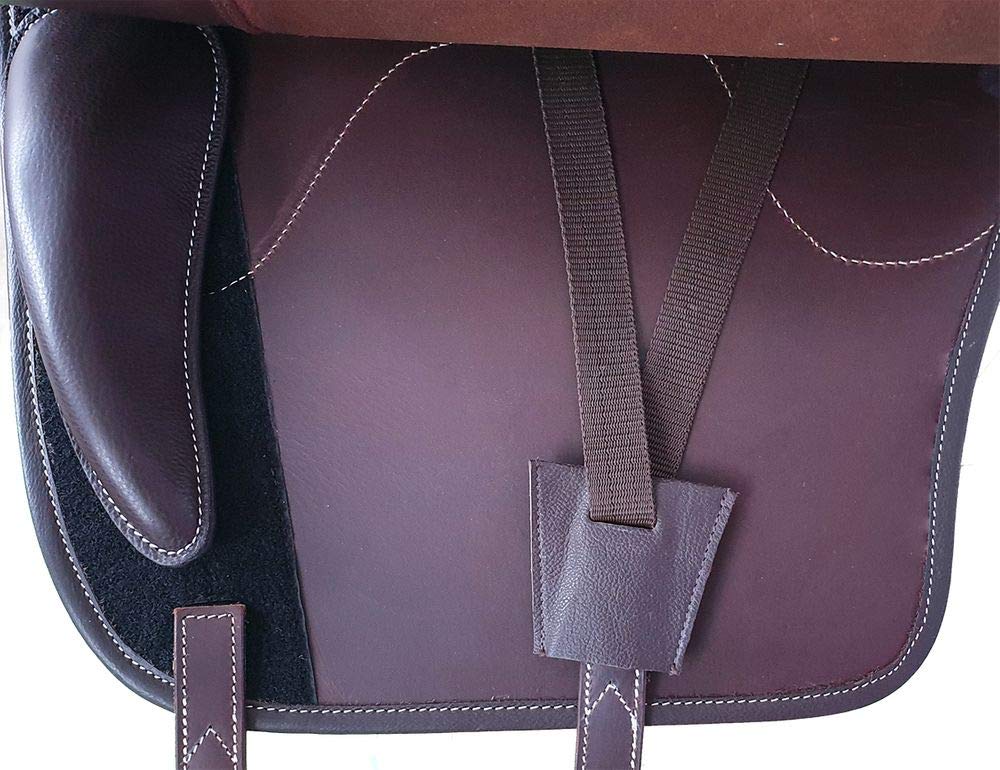 A&M Reitsport Baumloser spanischer Sattel Catalana Braun, mit weißen Nähten, Größe:32cm