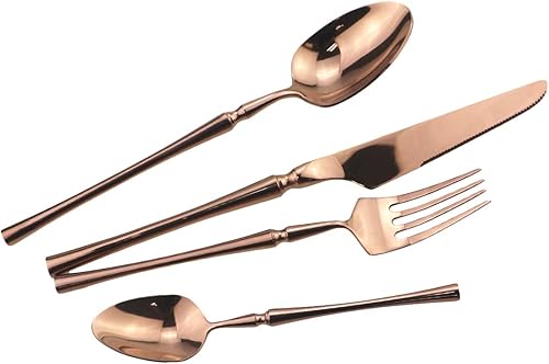 Miniatura 31 de Gugrida Juego de cubiertos negros de 20 piezas de acero inoxidable 304, cubertería de lujo pulido con espejo, apto para lavavajillas, servicio para 4