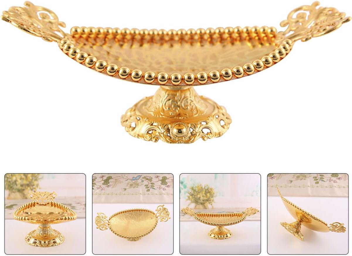 Golden Alloy Fruit Plate with Xmas Decorative Candy Holder for Cakes