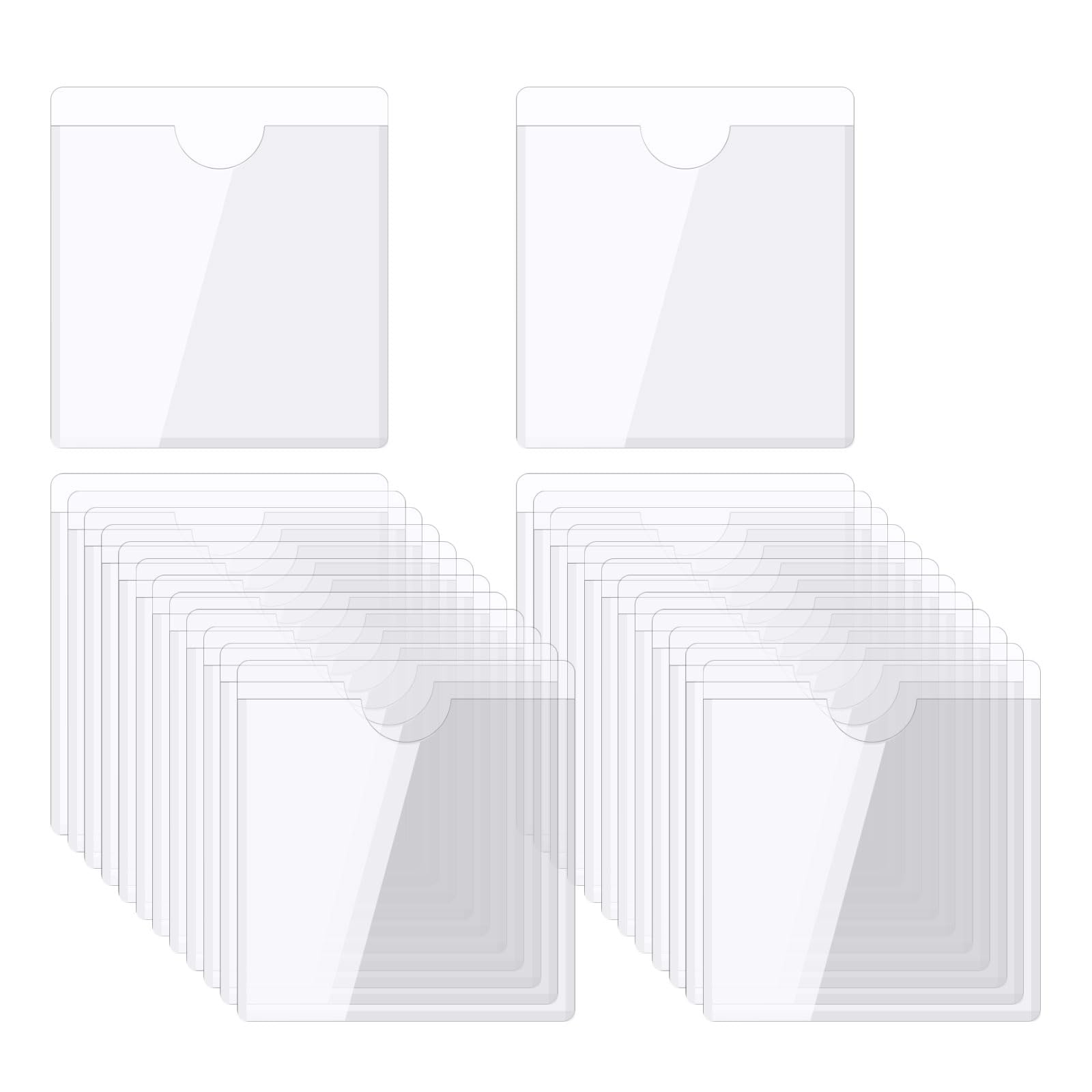 QUARKZMAN Autoadhesivos Tarjetas Bolsillos 5 x 5”, Transparentes Autoadhesivos, Bolsillo Etiqueta Soporte Plástico Tarjeta Fundas con Abierta Tapa, Paquete de 25uds. Carga, Paquete de 25uds.