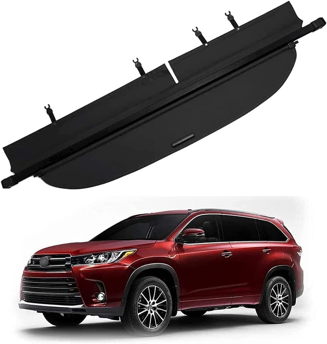 LINGYUE Car Retractable Rear Trunk Parcel Shelf for Toyota Highlander 2015-2018,Luggage Shade Shield Cargo Security Cover Curtain,Car Accessories,Beige