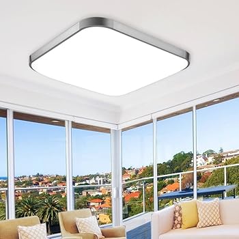 Etime Led Deckenleuchte 48w Deckenlampe Modern Wohnzimmer Lampe Kaltweiss Schlafzimmer Kuche Panel Leuchte 3000k Silber 65x43cm 48w Kaltweiss Amazon De Beleuchtung