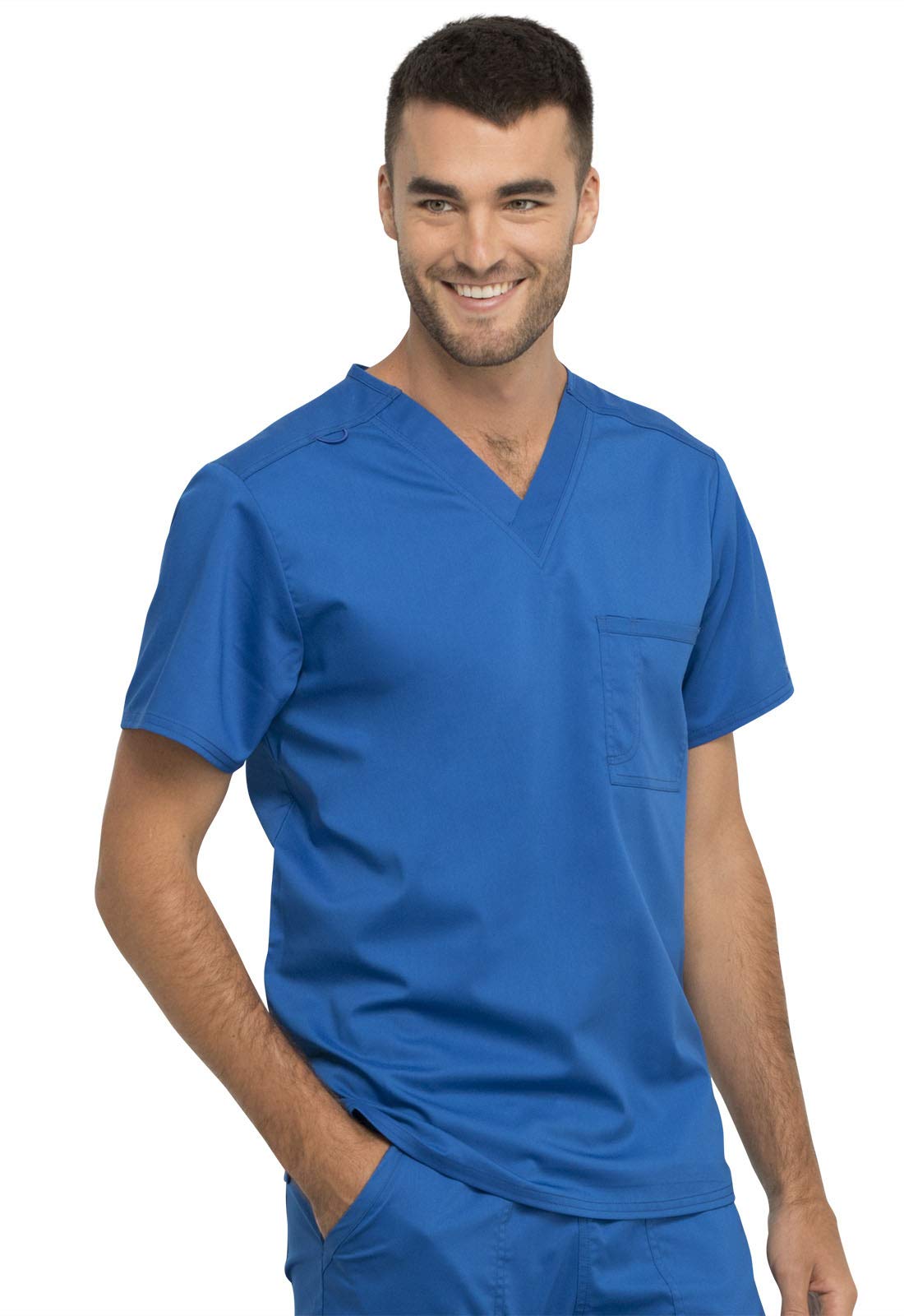 Cherokee Conjunto de ropa quirúrgica para hombre y mujer, cuello en V, WW625 con pantalón de pierna cónica con cordón, WW020, azul rey-S Top/S