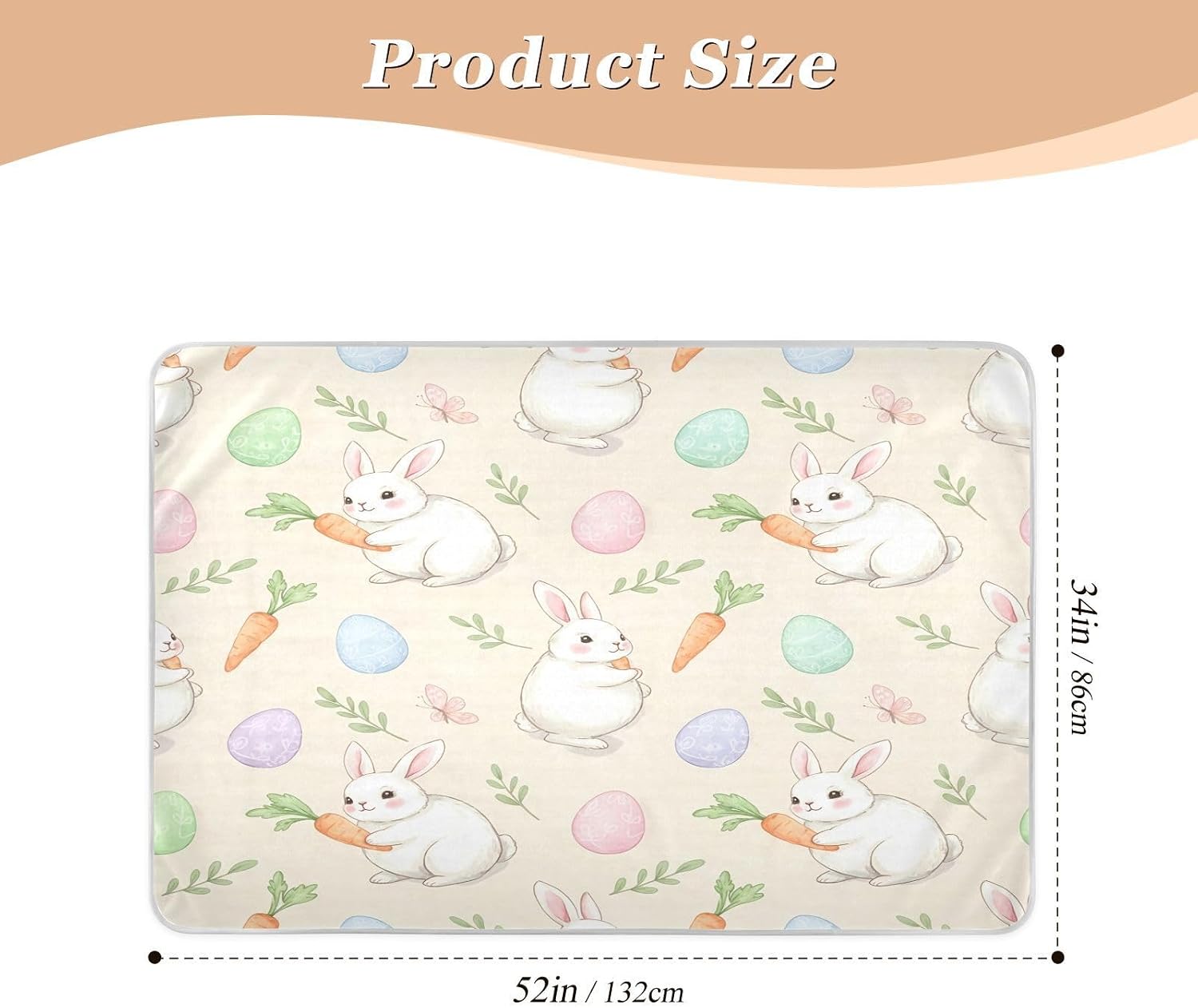 CEBUGI 34” x 52”Washable Underpads Heavy Absorbency Waterproof Incontinence Bed Pads Easter Bunny Eggs Pee Pads for Adults Kids and Baby