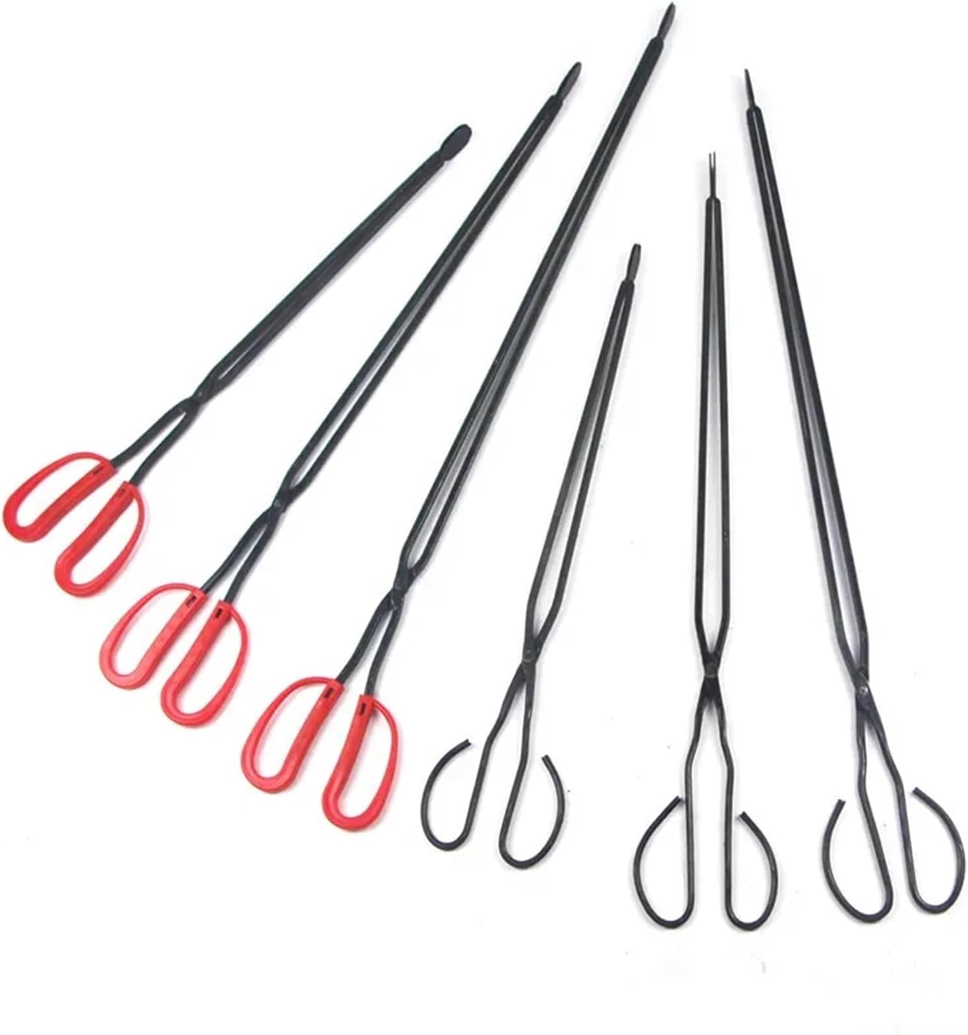 BBQ Home Fire Tongs Long Handle Flat Garbage Pickers Hand Iron Pliers Cleaning Folder Barbecue Charcoal Clamp(48.5cm) (One Color 59cm)