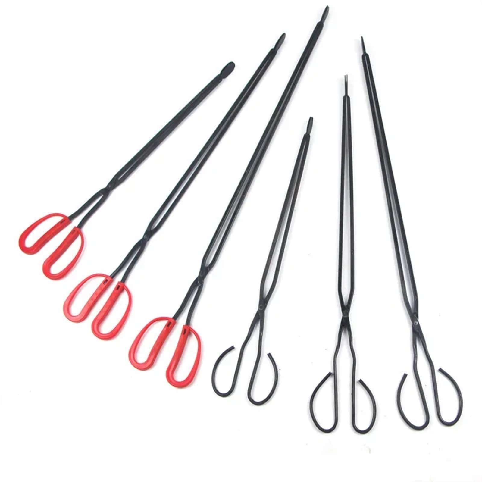 Feuerstellenzange BBQ Home Feuerzange mit langem Griff, flach, Müllsammler, Handeisenzange, Reinigungsordner, Grill, Holzkohleklemme Camping(50cm)