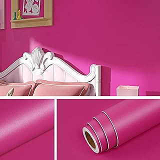 Livelynine Peel and Stick Wallpaper Hot Pink 40CMx10M Bedroom for Adults...