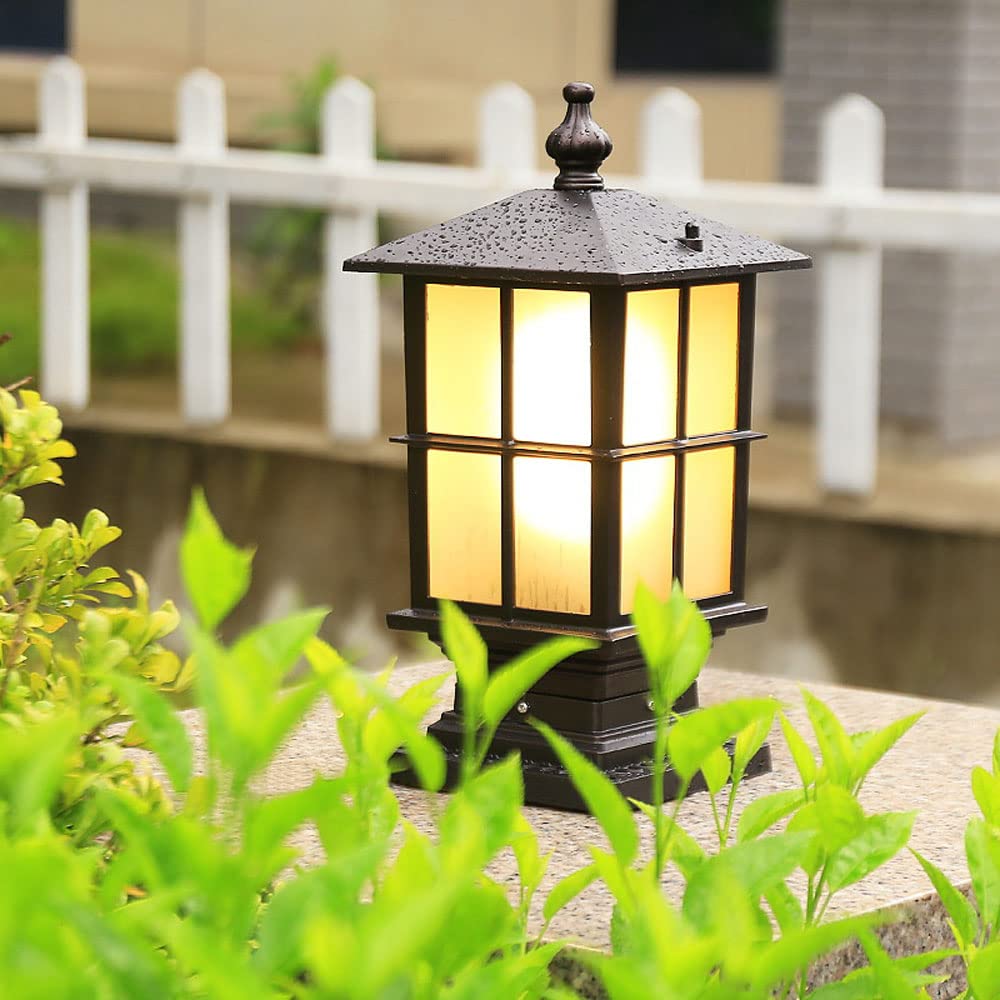 Lampada da Esterno a palo con Lanterna a Colonna in Alluminio con Base E27 Lampada da Esterno per palo per Cortile, Prato, Erba, cablato Disponibile