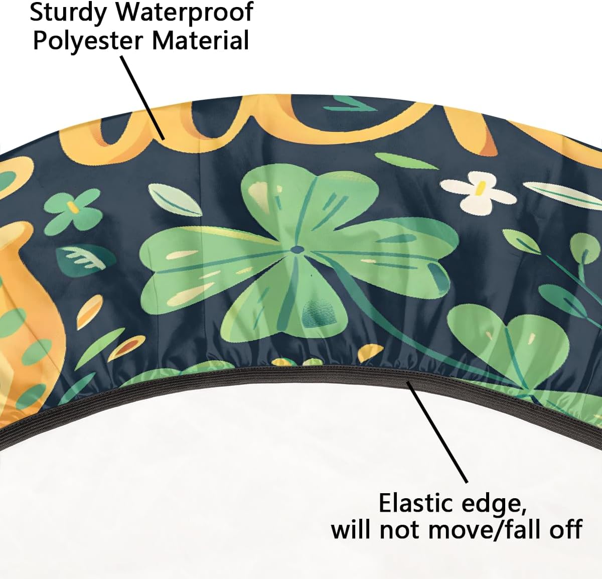 Round Tablecloth with Elastic Edge St. Patrick's Day Fitted Circle Table Cover Wipeable Round Table Cloth for Indoor Outdoor Patio Dining Kitchen Festival Decor for 45-50inch Tables Z- (76)