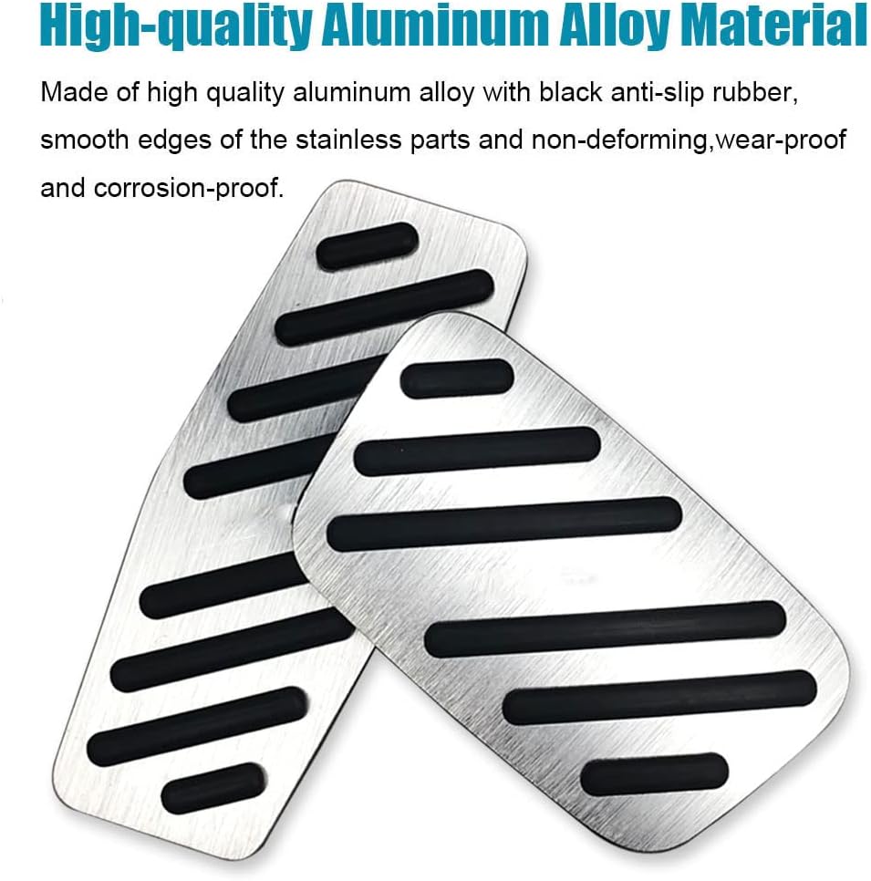 LEXLEY 2PCS Anti-Slip Aluminum Brake Gas Pedal Pads,Auto No Drilling Accelerator Pedal Covers for Chevrolet Chevy Blazer 2019 2020 2021 2022 2023 2024 2025 2026-SLIVER - Image 5