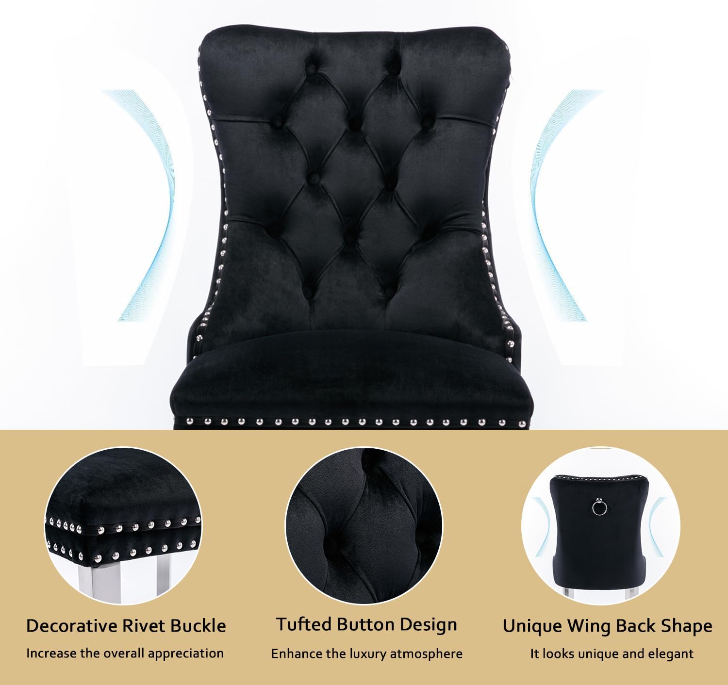 Henf 5 Piece Glass Dining Set with 4 Chair, Round Dining Table Set for 4, Upholstered Dining Chairs, 35.4'' Round Glass Kitchen Table and Chair Set for 4