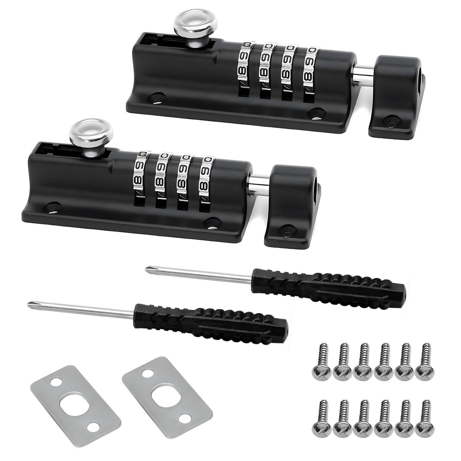 2 Pack 120mm Combination Bolt Lock, 4 Digit Zinc Alloy Locking Latch, Weatherproof Security Gate Lock for Shed Garage Fence and Garden Door