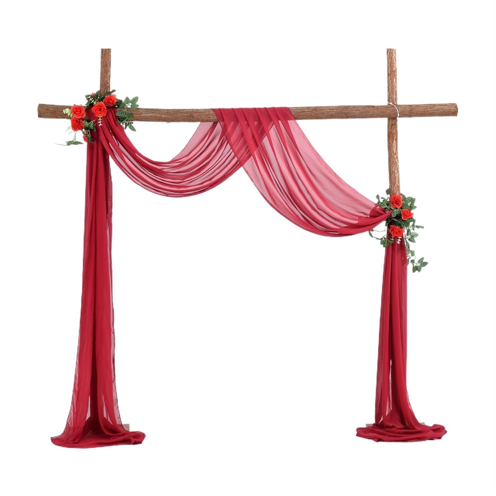 NDLHXKFRP Wedding Curtains Decorations, Wedding Arch Draping Fabric Tulle Chiffon Sheer Drape Curtain Multicolor 70x550cm(Red)