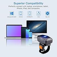 Vista 8 de Eyoyo Escáner de código de barras de anillo portátil Bluetooth 1D, lector de código de barras portátil con conexión inalámbrica y USB de 2.4 GHz