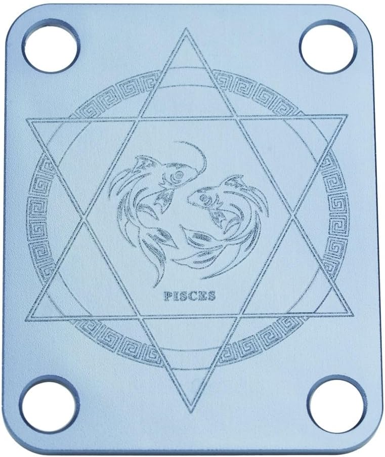 Guyker Guitar Neck Plate, 4-Holes Aluminium Alloy Electric Guitar Bass Neck Joint Plate NeckPlate ‌Star Sign Replacement Part (R-1003, Pisces)