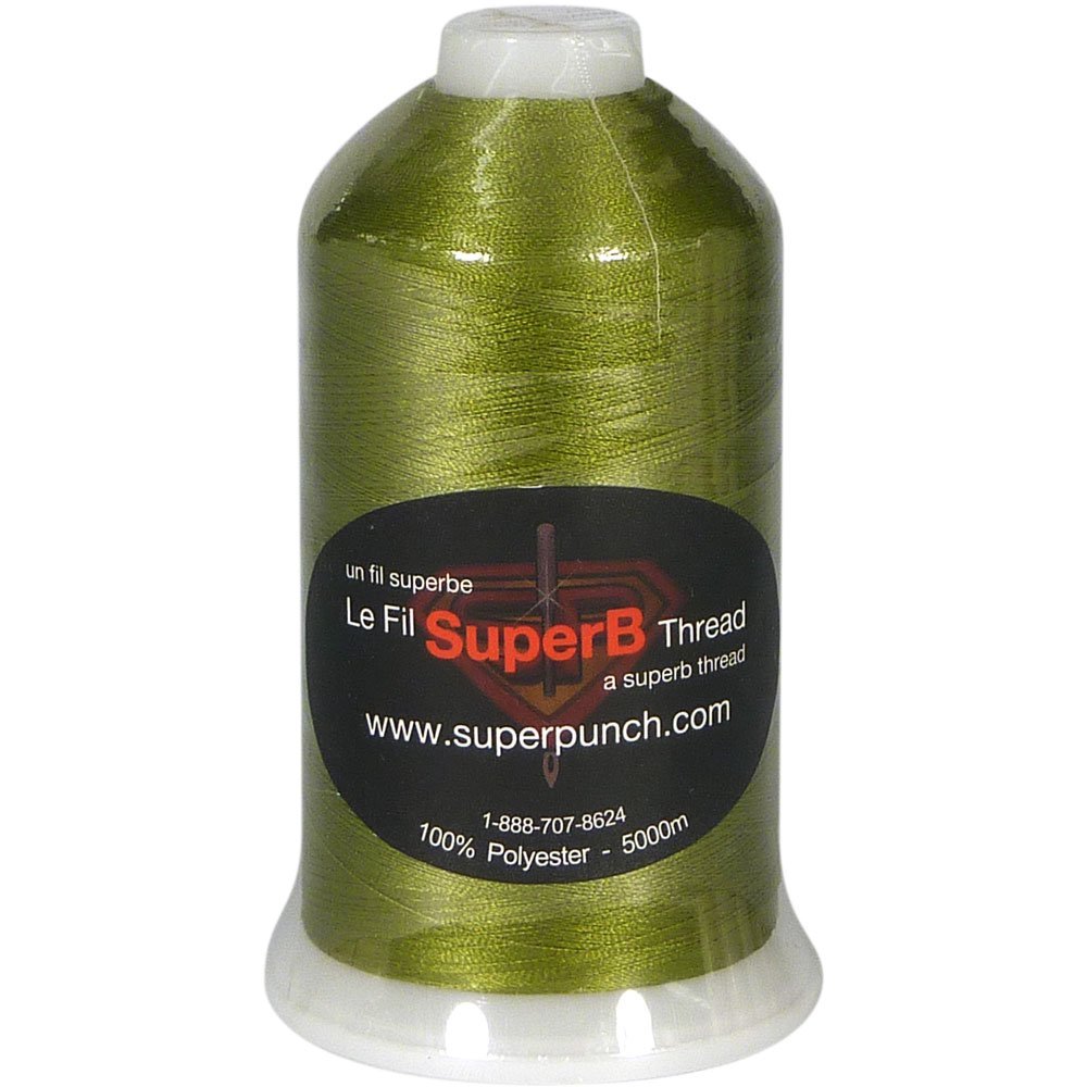 Superpunch SuperB Embroidery Thread 40wt, 5000 m Cone, Khaki Green 953