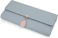 Vista 108 de UTO - Cartera pequeña RFID de piel sintética con dije de hoja, cierre de cremallera y tarjetero.