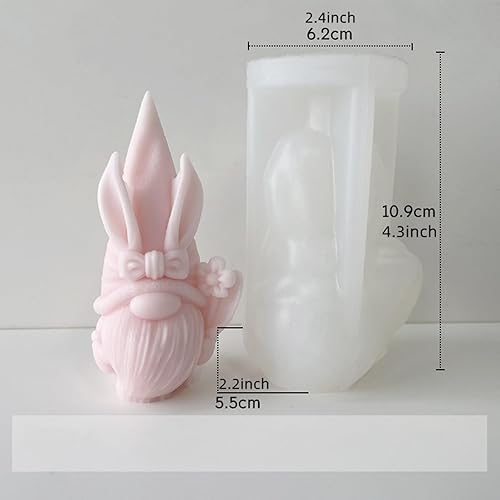 Miniatura 7 de Xidmold 3 moldes de silicona para velas de gnomo de Pascua, lindo conejo, oreja, gnomo, para aromaterapia, jabón, arcilla polimérica, adorno de