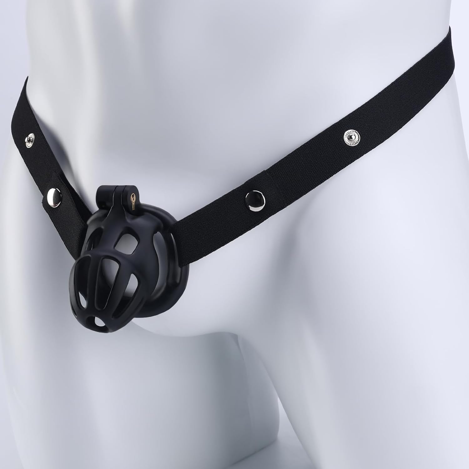 Male Chastity Cage with Belt, Large Chastity Device with 5 Sizes Rings and Invisible Lock for Man Penis Exercise Bondage Gear & Accessories Lightweight Adult Sex Toys(2D-Black)