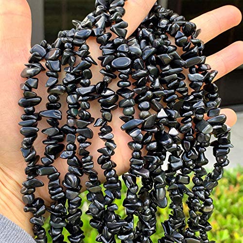 Image of 5-8mm Black Obsidian Chips Natural Chip Stone Beads for Jewelry Making