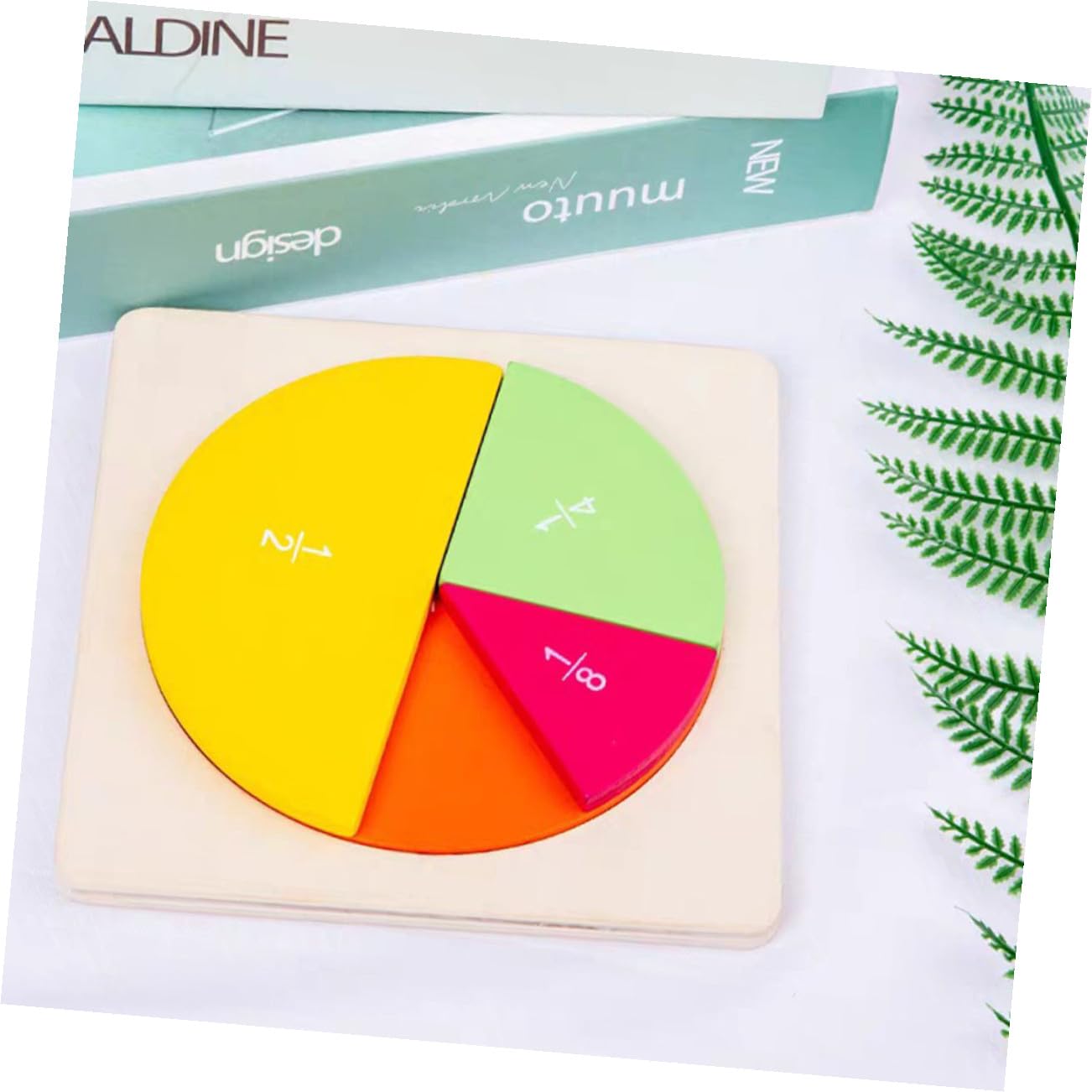 Tablero y Cognición del Color de Fracciones de Madera de Aprendizaje Juego Educativo Divertido Forma de Pastel para Niños Adecuado para Educación Temprana
