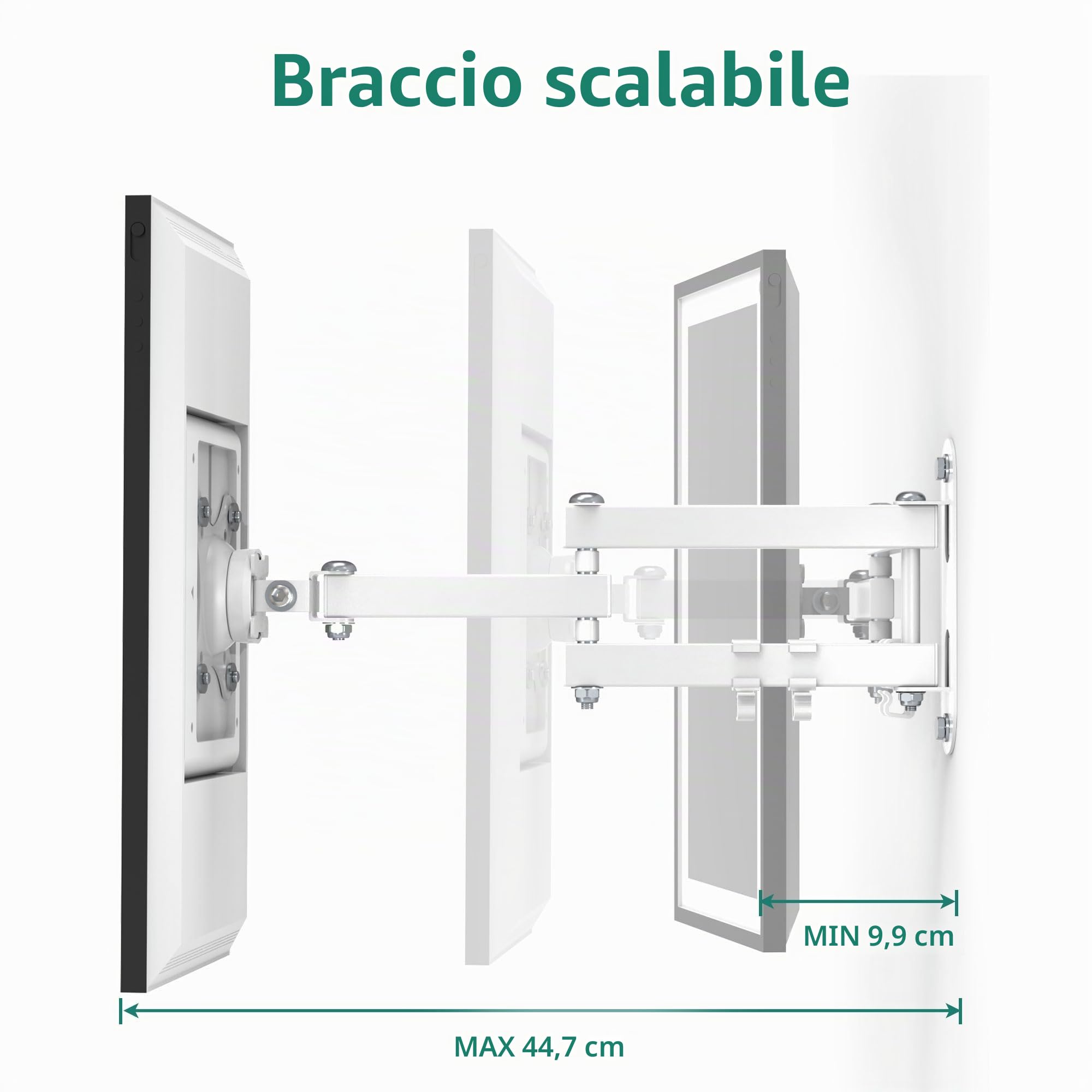 PlusAcc Supporto a parete universale per Show 15, VESA 100x100 supporto monitor con rotazione a 360° e inclinazione – perfetto per display intelligenti fino a 27 pollici