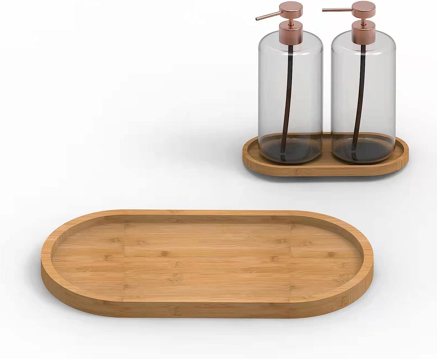 KPPTYTY Bamboo soap Dispenser Tray, Bathroom Countertop Tray Kitchen