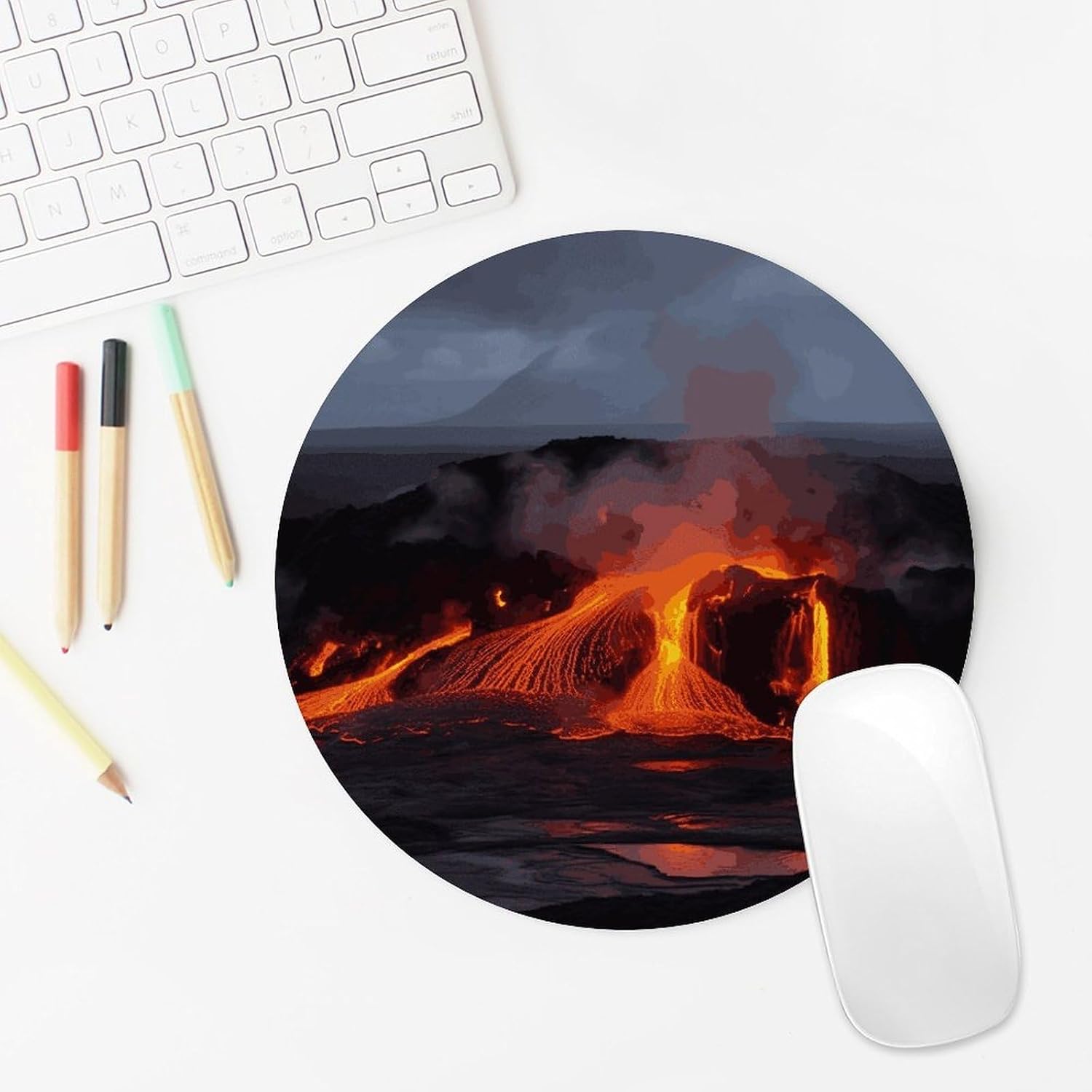Kilauea Volcano Round Mouse Pad 7.8 Inch Mouse Mat image 5