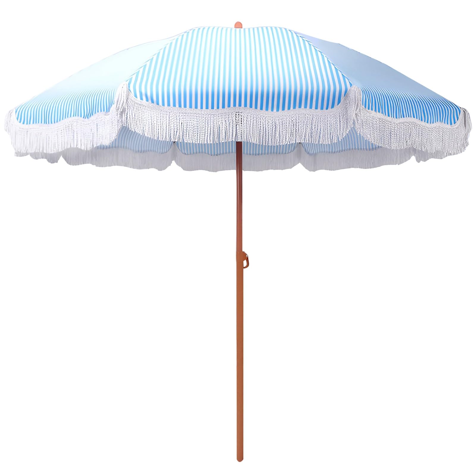 Parasol Ogrodowy Boho z Frędzlami 200 Cm z Regulacją Nachylenia, W Paski, z Filtrem Upf50+, na Trawnik, Basen, Stół Ogrodowy