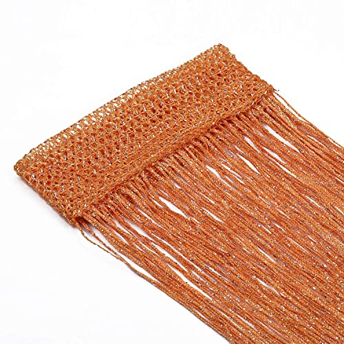 WedDecor Orange String Curtains Glitter Fringe Panel Fly Screen Room Divider Tassel Curtain for Doors Doorway, Windows - Image 3