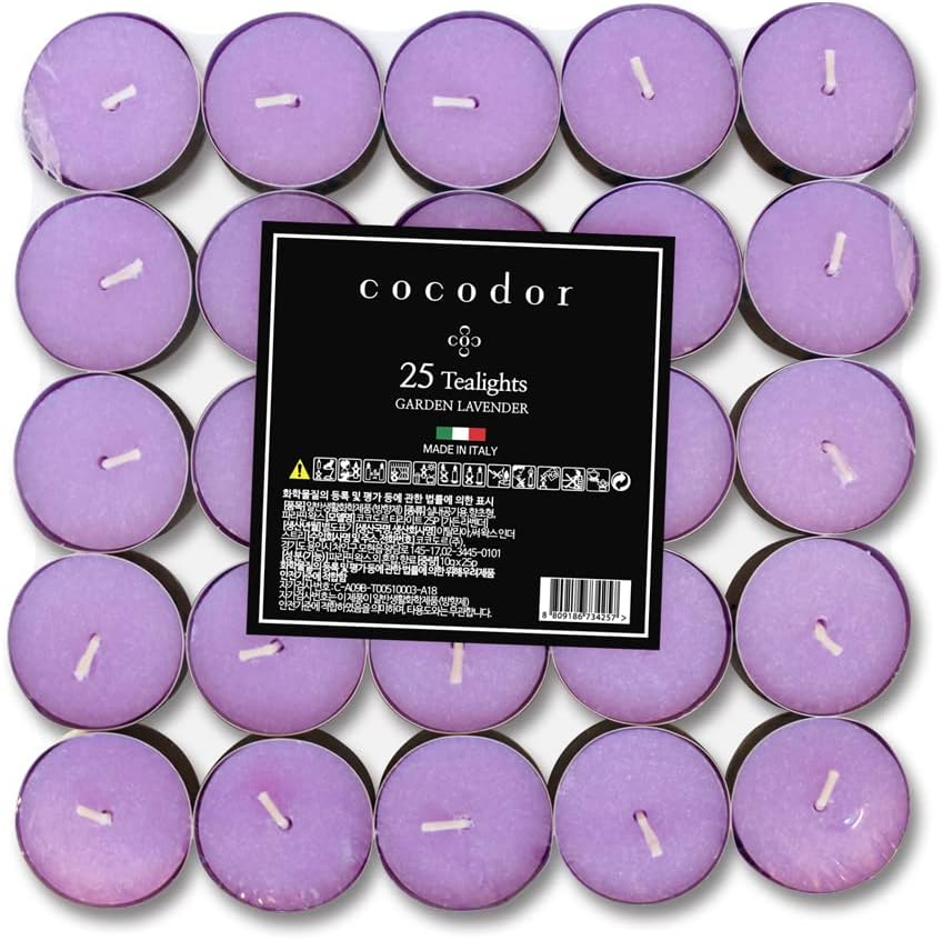 COCODOR Scented Tealight Candles/Garden Lavender / 25 Pack / 4-5 Hour Extended Burn Time/Made in Italy, Cotton Wick, Scented Home Deco, Fragrance, Mother's Day - Image 2