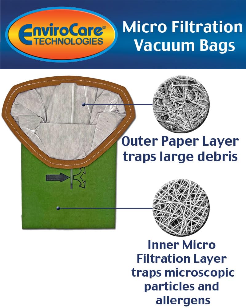 EnviroCare Replacement Vacuum Bags Designed to fit ProTeam 6 Quart Backpack Vacuum: Super Coach Pro 6, ProVac FS 6, and GoFree Flex Pro II 10 Pack